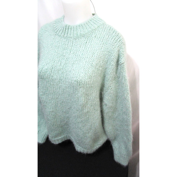 EUC! Zara Mint Green Thick Crew Neck Oversize Sweater Women Sz M - Picture 5 of 8